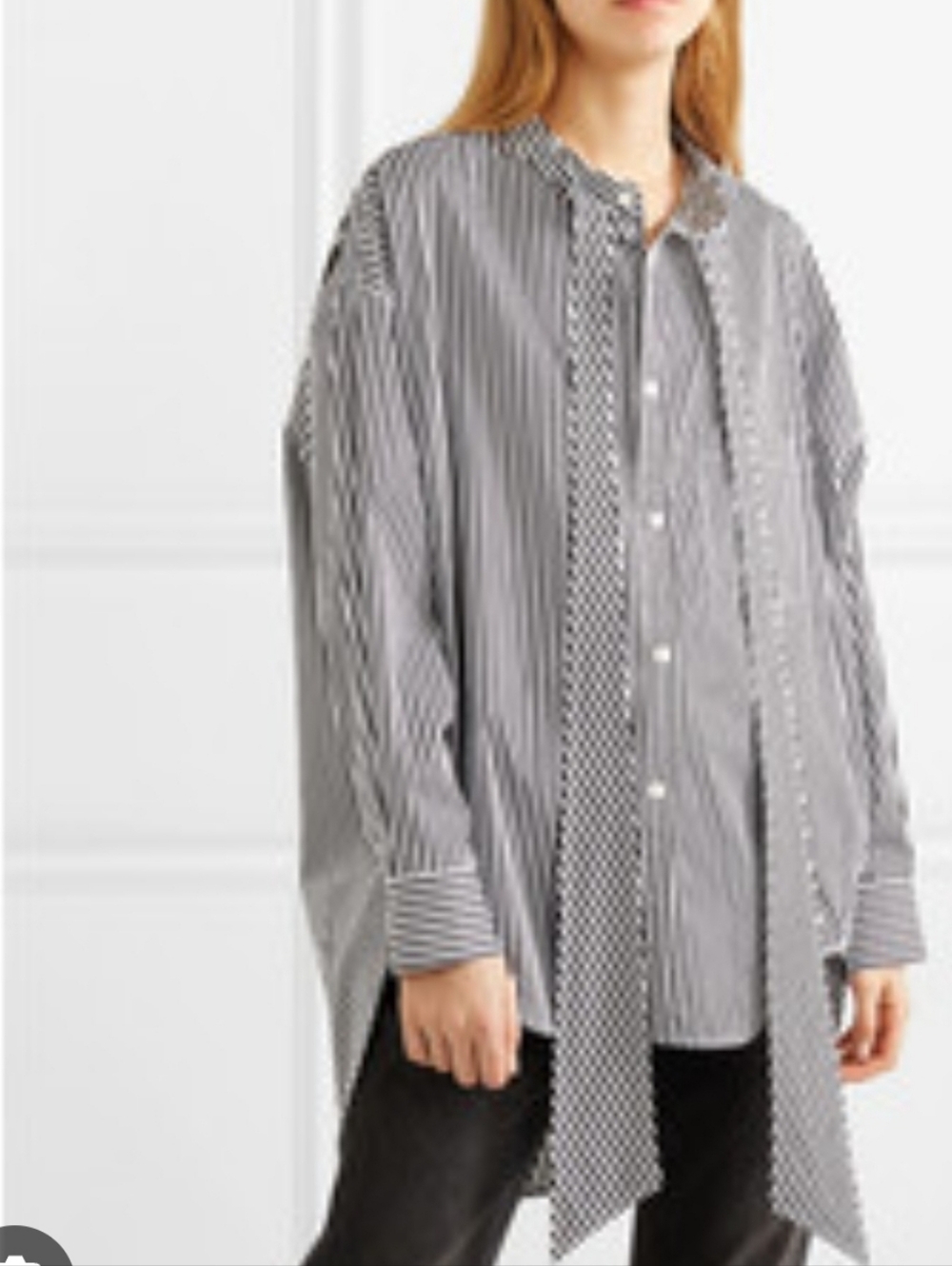 Balenciaga Black & White Striped Button-Down Shirt with Back Logo Size 32 - Picture 2 of 16